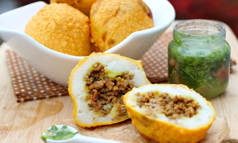 طريقة عمل كبة البطاطس مع الارز واللحم المفروم